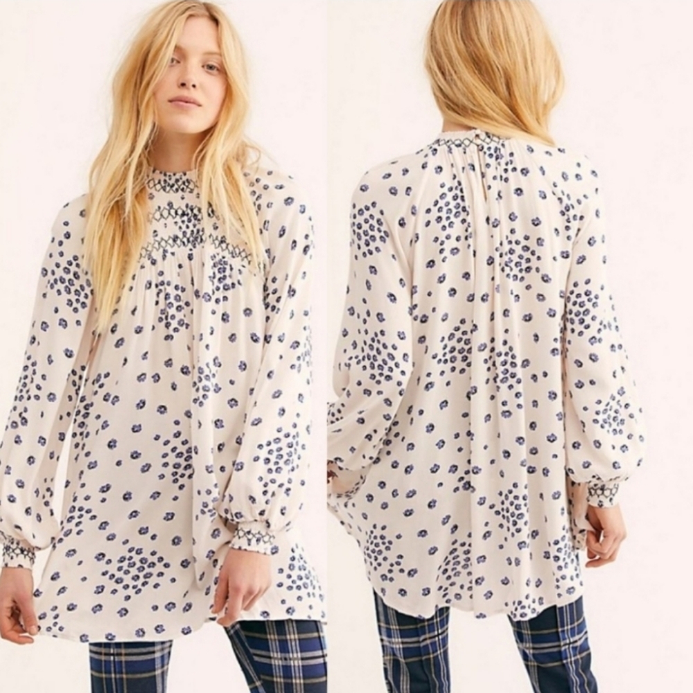 Free People Geometric Flowers In Her Hair Top Sz Med